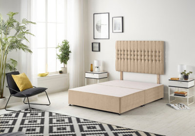 B&Q -  Somnior Galaxy Plush Beige Divan Base With HeadboardSingle
