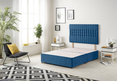 B&Q -  Somnior Galaxy Plush Navy Divan Base With HeadboardKing