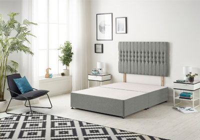 B&Q -  Somnior Galaxy Linen Silver Divan Base With HeadboardSingle