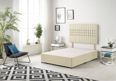 B&Q -  Somnior Galaxy Linen Beige Divan Base With HeadboardKing