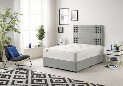 B&Q -  Somnior Flexby Tweed Grey 3Ft Memory Foam Divan Bed With Mattress & HeadboardSingle