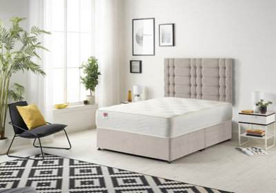 Somnior Beds Somnior Bliss Plush 4Ft6 Memory Foam Divan Bed With Mattress & Headboard - Double Silver