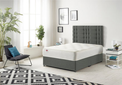 B&Q -  Somnior Bliss Linen Grey 5Ft Memory Foam Divan Bed With Mattress & HeadboardKing