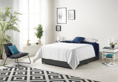 B&Q -  Somnior Tweed Charcoal Memory Foam Divan Bed With Mattress And 2 DrawersSuper King
