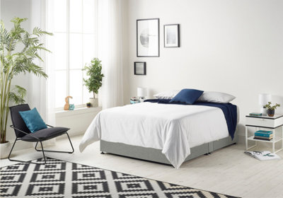 B&Q -  Somnior Tweed Grey Memory Foam Divan Bed With Mattress And 2 Drawers -Single