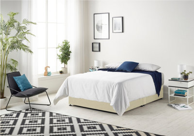 B&Q -  Somnior Linen Beige Memory Foam Divan Bed With Mattress And 2 DrawersSmall Single