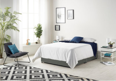 B&Q -  Somnior Linen Grey Memory Foam Divan Bed With Mattress And 2 Drawers Small Double