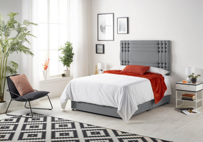 B&Q -  Somnior Flexby Plush Charcoal 2Ft6 Memory Foam Divan Bed With 2 DrawersMattress & HeadboardSmall Single