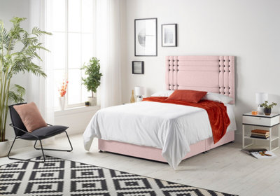 B&Q -  Somnior Flexby Plush Pink 3Ft Memory Foam Divan Bed With 2 DrawersMattress & HeadboardSingle