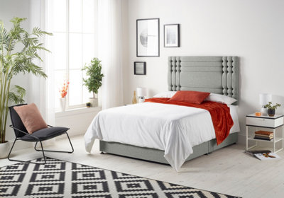 B&Q -  Somnior Flexby Tweed Grey 3Ft Memory Foam Divan Bed With 2 DrawersMattress & HeadboardSingle