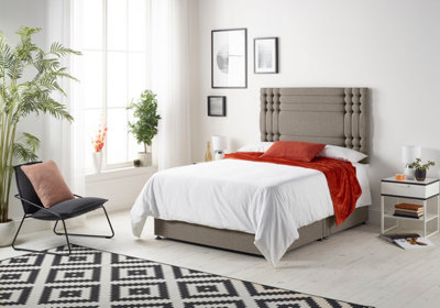 B&Q -  Somnior Flexby Tweed Coffee 2Ft6 Memory Foam Divan Bed With 2 DrawersMattress & HeadboardSmall Single