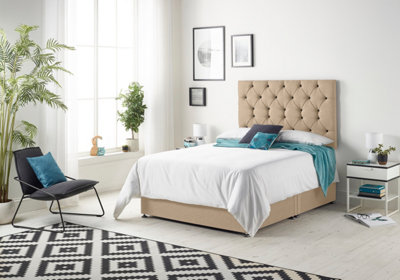 B&Q -  Somnior Premier Plush Beige 4Ft6 Memory Foam Divan Bed With 2 DrawersMattress & HeadboardDouble