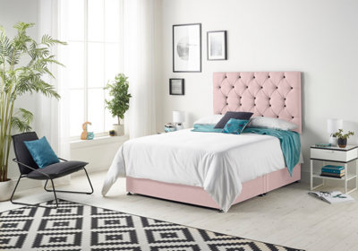 B&Q -  Somnior Premier Plush Pink 3Ft Memory Foam Divan Bed With 2 DrawersMattress & HeadboardSingle