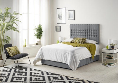 B&Q -  Somnior Galaxy Plush Charcoal 5Ft Memory Foam Divan Bed With 2 DrawersMattress & HeadboardKing