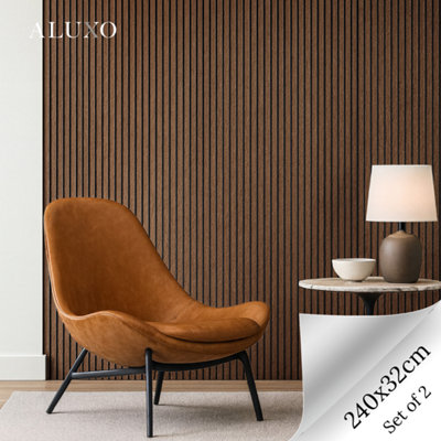 Aluxo Panelux™ Smoked Oak Acoustic Wall Panels 240 X 32Cm (Set Of 2) from B&Q