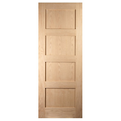 Fortia 4 Panel Unglazed Shaker Natural White Oak Veneer Internal Timber Fire Door(H)1981mm (W)686mm (T)44mm from B&Q