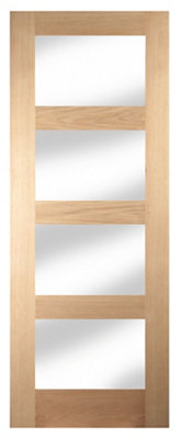 Fortia Clear Glazed Shaker Natural Oak Veneer Internal Timber Door(H)1981mm (W)762mm (T)35mm from B&Q