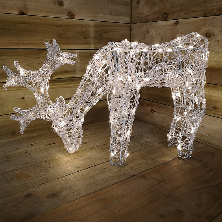 53cm 100 LED Christmas Reindeer Animated Flash Effect Acrylic Outdoor  Figure in Warm White | DIY at B&Q