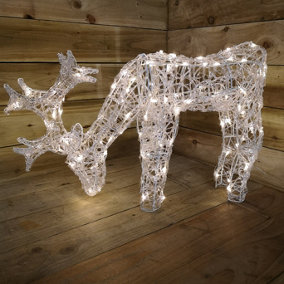 53cm 100 LED Christmas Reindeer Animated Flash Effect Acrylic Outdoor Figure in Warm White