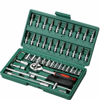 53pcs Metric Socket Set Ratchet Torx Wrench Kit 1/4