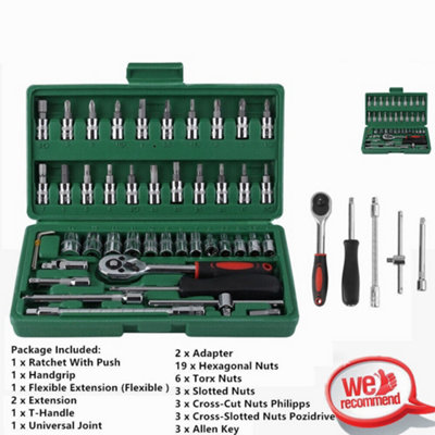 53pcs Metric Socket Set Ratchet Torx Wrench Kit 1/4