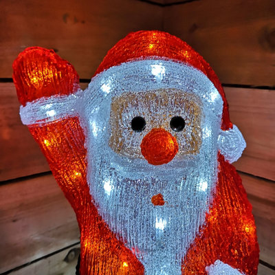 54.5cm Tall Acrylic Waving Santa OutdoororIndoor With 70 Ice White