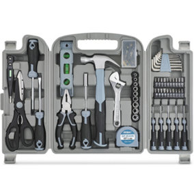 54 Pcs Blue Tool Kit For Home Repair Tool Set With Hammer, Screwdriver, Plier.