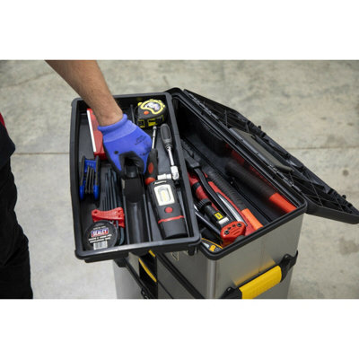 540 x 350 x 840mm Portable STEEL Tool Chest / Multi Compartment Wheeled Toolbox
