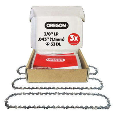 Oregon 3-Pack Pole Saw Chain 3 / 8 Lp Pitch.043 (1.1 mm) Gauge For 8 (20 Cm) Bar33 Drive LinksLow-Kickback Replacement from B&Q