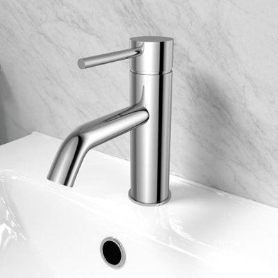 B&Q -  Chrome Deck Mounted Round Single Lever Basin Mono Tap