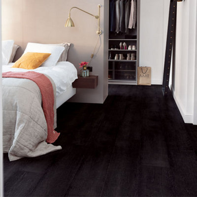 B&Q -  Signature Painted Oak Black Laminate Flooring