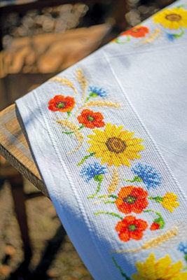 Vervaco Counted Cross Stitch Tablecloth Wild Flowers Embroidery Complete Kit Adult Creative Home Decoration Manual Table Cadeou DIY Approx. 80 x 80 cm Cross Stitch Embroidery - Image 4