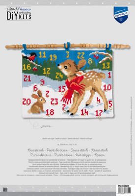 B&Q -  A/cal Bambi W/birdCross Stitch Kit: Wall Hanging: Advent Calendar: Bambi With BirdVervaco