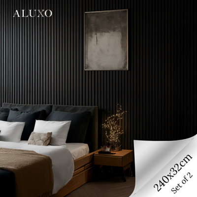 Aluxo  Panelux™ Black Oak Acoustic Wall Panels 240 X 32Cm (Set Of 2) from B&Q