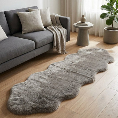 Garden Greatness Maison Stone Double Faux Fur Accent Rug from B&Q