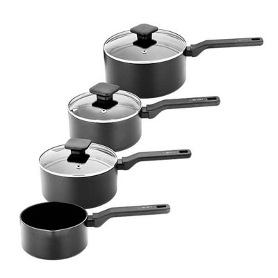 Stoven Noir 4 Piece Saucepan Set With Milk Pan from B&Q