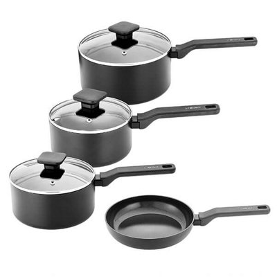 Stoven Noir 4 Piece Saucepan Set With 20Cm Frying Pan from B&Q