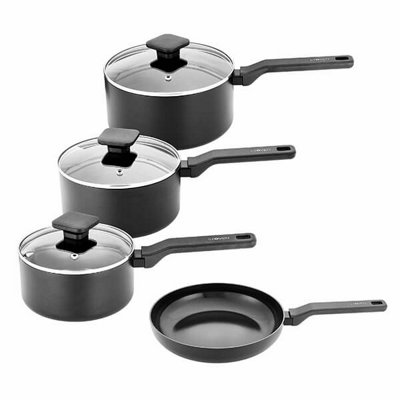 Stoven Noir 4 Piece Saucepan Set With 24Cm Frying Pan from B&Q