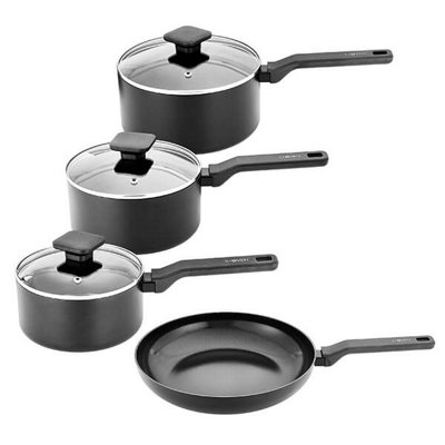 Stoven Noir 4 Piece Saucepan Set With 28Cm Frying Pan from B&Q