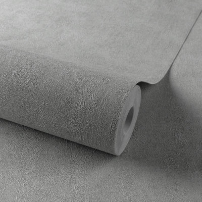 Grandeco Annabella Distressed Plaster Textured WallpaperGrey from B&Q