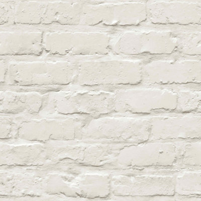 Grandeco White Textured Brick Effect Wallpaper A10402