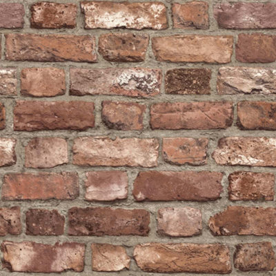 B&Q -  Vintage House Brick Red Wallpaper A28901