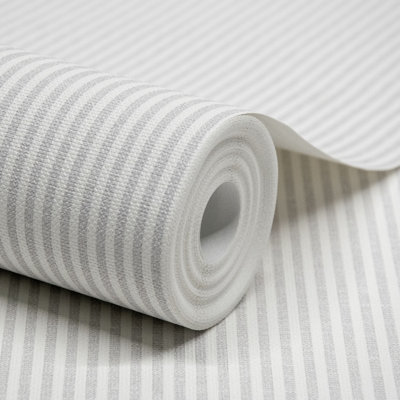 B&Q -  Pinstripe Nursery Textured Wallpaper Grey
