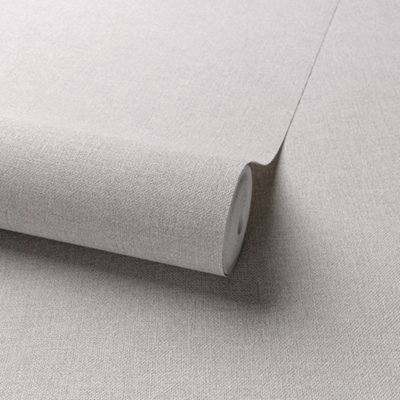 Grandeco Panama Linen Fabric Wallpaper - Grey - 10.05m Roll - Image 5