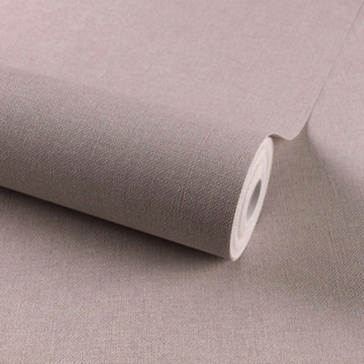 Grandeco Panama Plain Textured Linen Fabric Wallpaper - Pink - 10m x 53cm - Image 5