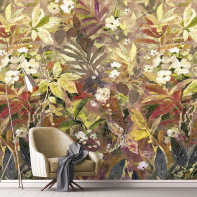 Grandeco Bejart Oil Painting Floral 4 Lane Repeatable Wallpaper Mural from B&Q