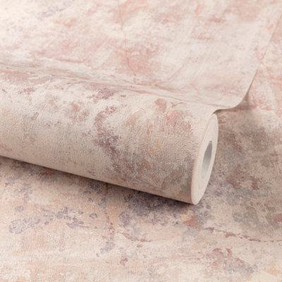 Grandeco Blush Plaster Effect Concrete Embossed Wallpaper from B&Q