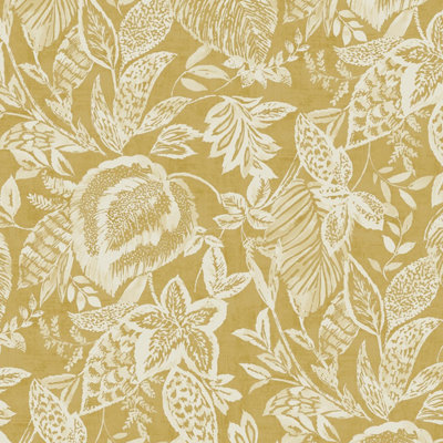 Grandeco Mae Wallpaper - Leaf Design - Ochre - 10.05m - Image 4