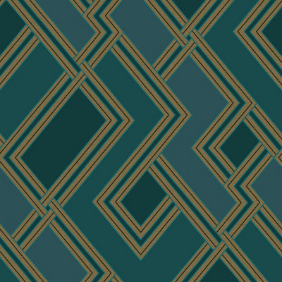 Grandeco Geometric Fabric Geo Textured WallpaperGreen Gold from B&Q
