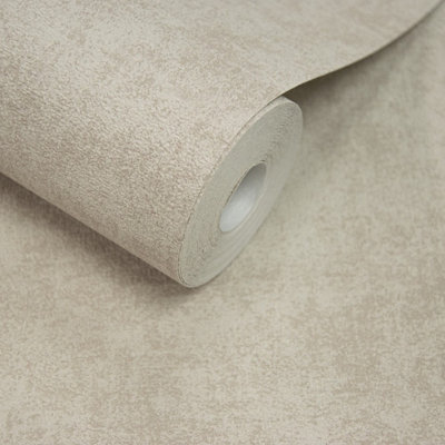 Grandeco Alba Plaster Plain Textured WallpaperNeutral Beige from B&Q